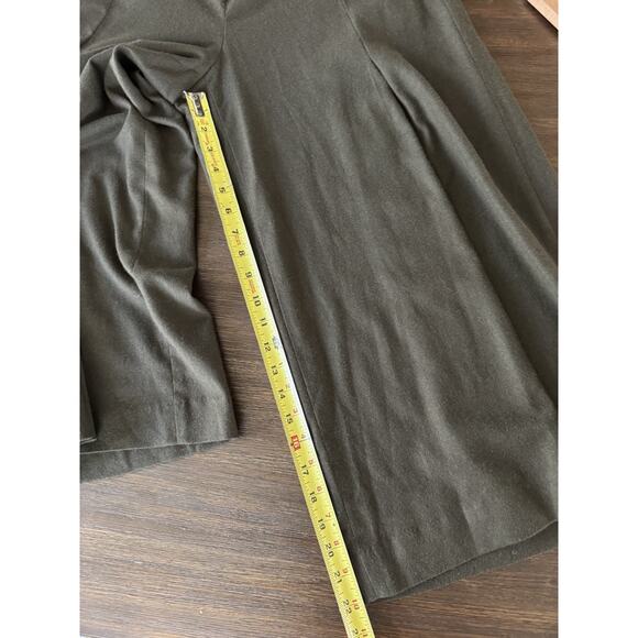 Vince Wool Pants Culottes Crop Wide Leg Pleated Dark Olive Green 8 - Picture 6 of 8